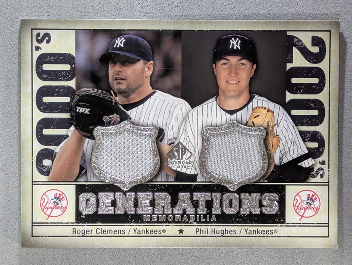 Front of the Roger Clemens/Phil Hughes card, item L1-021