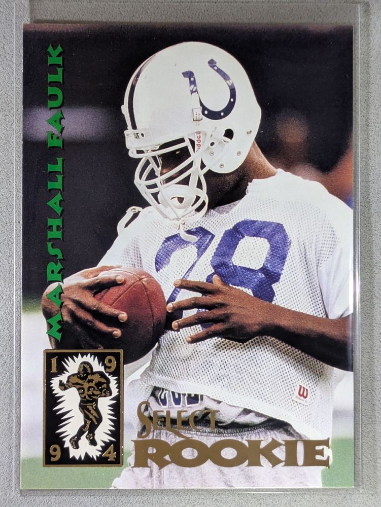 Front of the Marshall Faulk card, item L12-006