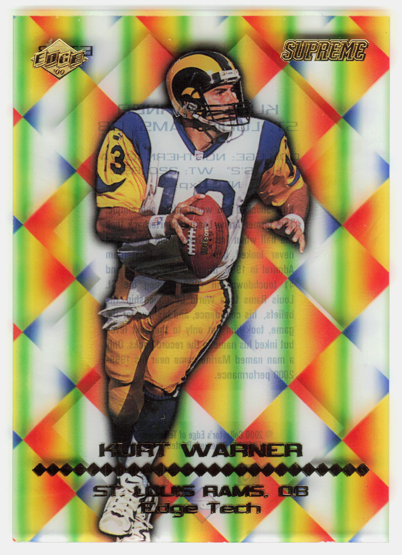 Front of the Kurt Warner card, item L6-029