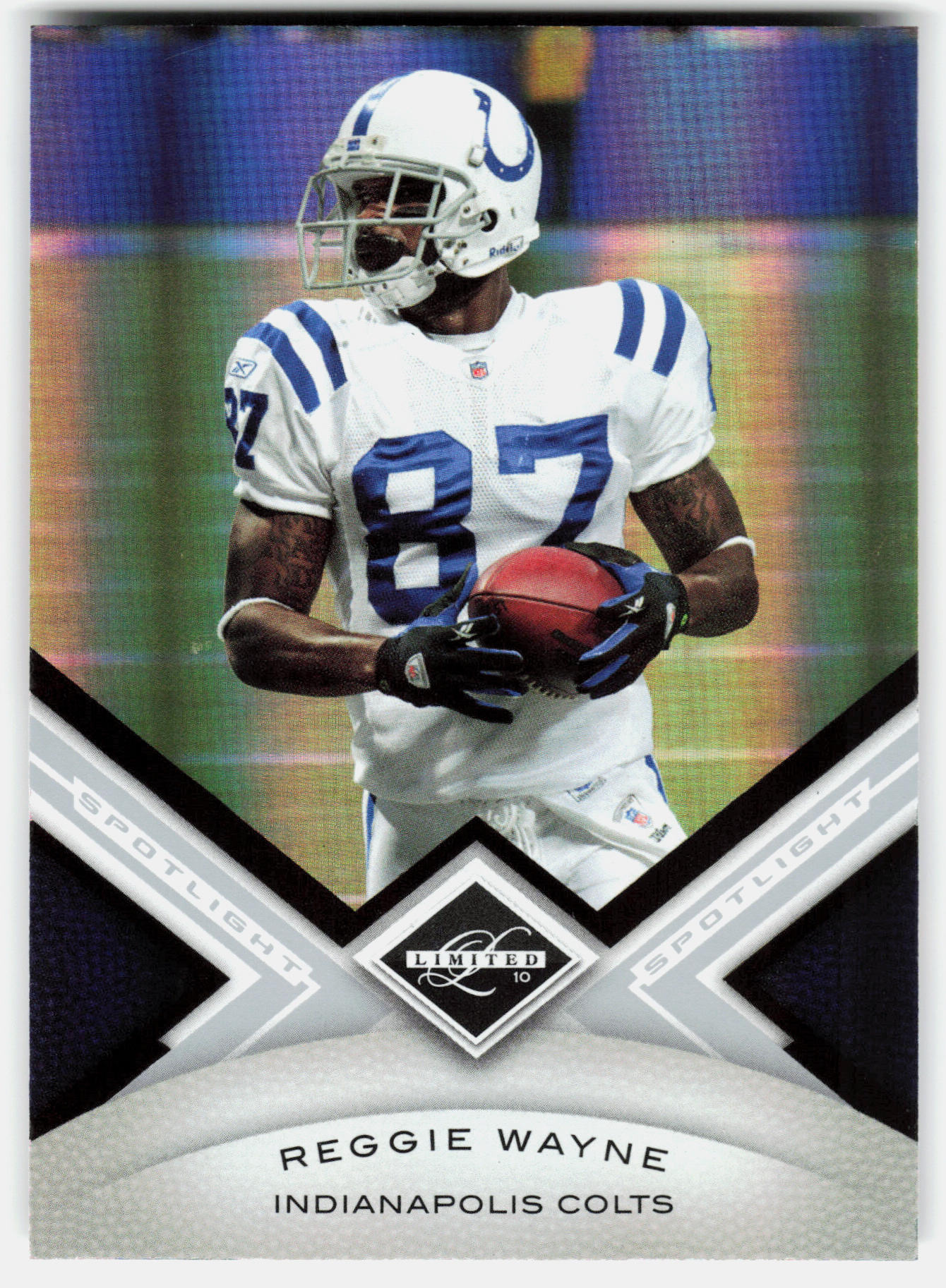 Front of the Reggie Wayne card, item L8-009